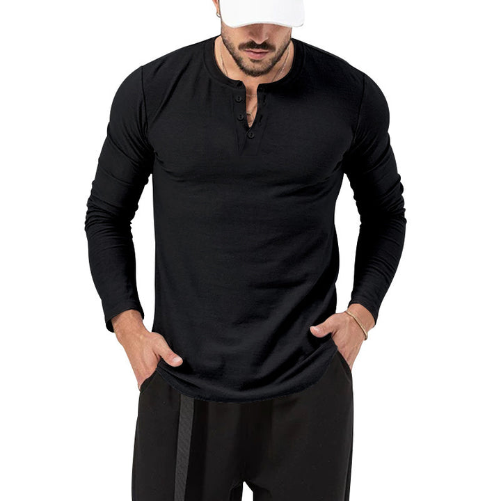 Herrar Långärmad Henley-Shirt med Modernt Knappstängning Eva Jonsson-Eva Jonsson