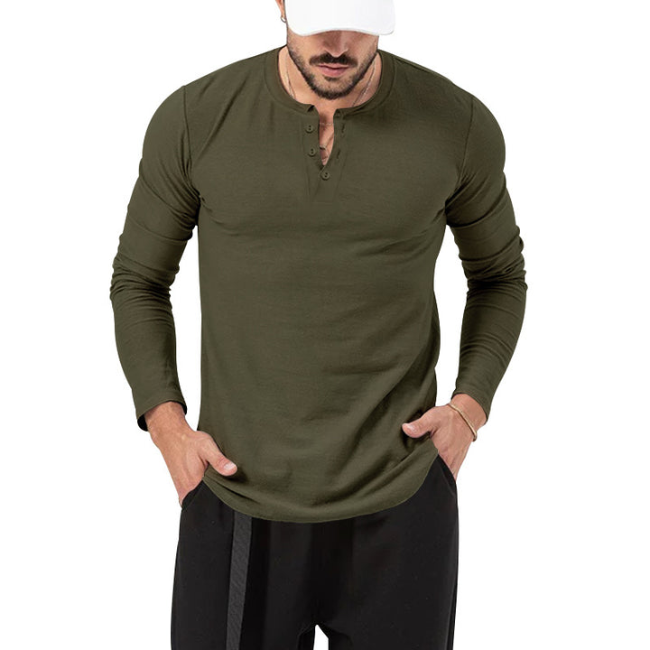 Herrar Långärmad Henley-Shirt med Modernt Knappstängning Eva Jonsson-Eva Jonsson