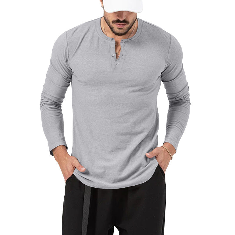 Herrar Långärmad Henley-Shirt med Modernt Knappstängning Eva Jonsson-Eva Jonsson