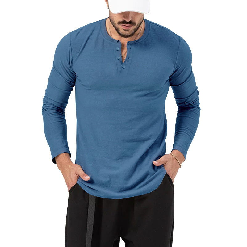 Herrar Långärmad Henley-Shirt med Modernt Knappstängning Eva Jonsson-Eva Jonsson
