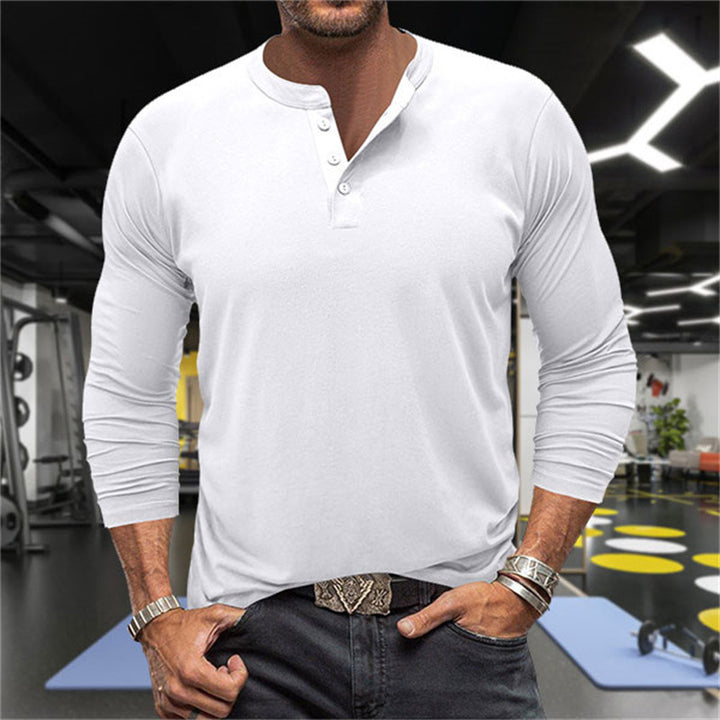 Herrar Långärmad Henley-T-shirt i andningsbar bomullsblandning Eva Jonsson-Eva Jonsson