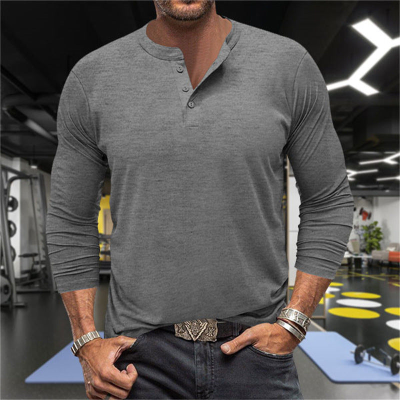 Herrar Långärmad Henley-T-shirt i andningsbar bomullsblandning Mirla-Eva Jonsson