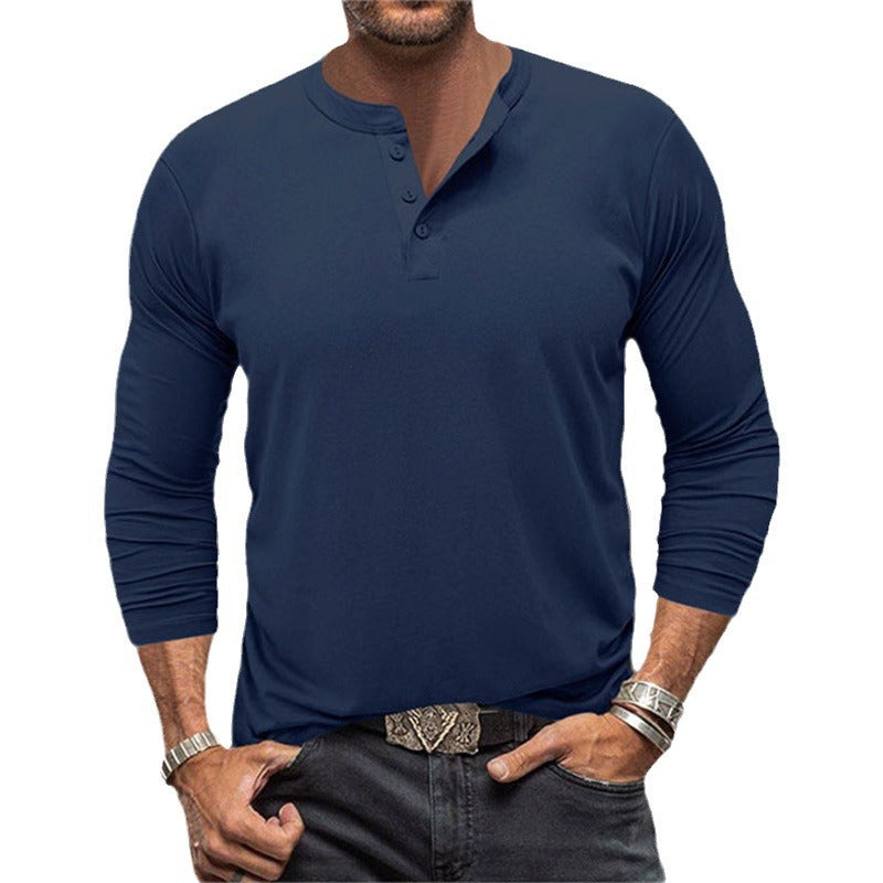 Herrar Långärmad Henley-T-shirt i andningsbar bomullsblandning Mirla-Eva Jonsson