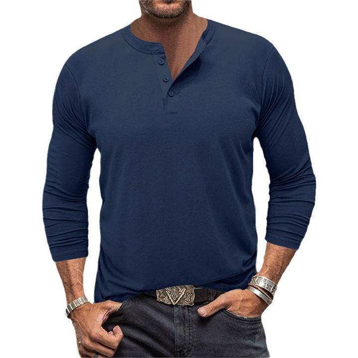 Herrar Långärmad Henley-T-shirt i andningsbar bomullsblandning Mirla-Eva Jonsson