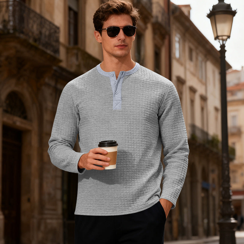 Herrar Långärmad Henley-tröja med strukturerad design Mirla-Eva Jonsson