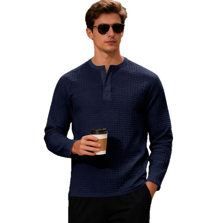 Herrar Långärmad Henley-tröja med strukturerad design Mirla-Eva Jonsson