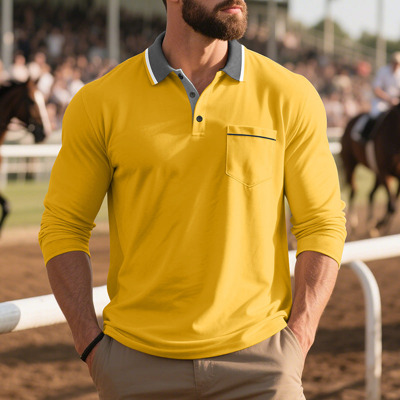 Herrar Långärmad Polo-Shirt i andningsbart tyg med modern krage Mirla-Eva Jonsson