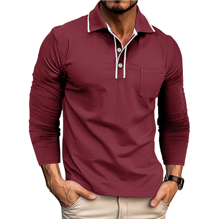 Herrar Långärmad Polo-Shirt med Kontrastkrage Mirla-Eva Jonsson