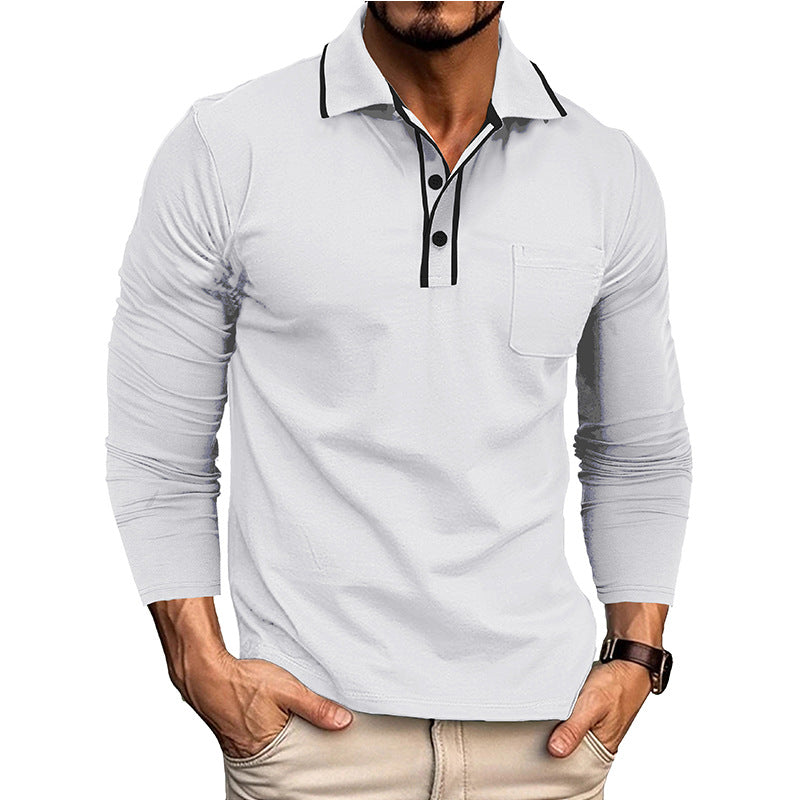 Herrar Långärmad Polo-Shirt med Kontrastkrage Mirla-Eva Jonsson