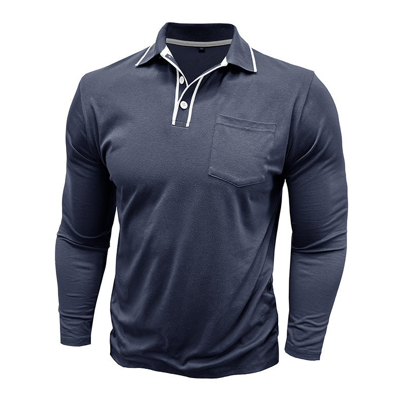 Herrar Långärmad Polo-Shirt med Kontrastkrage Mirla-Eva Jonsson
