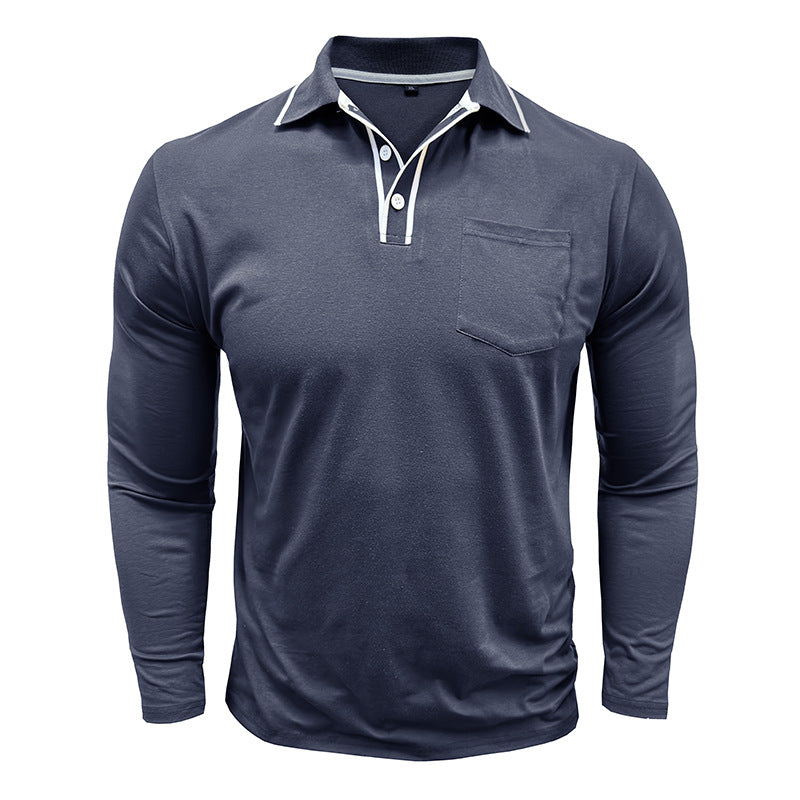 Herrar Långärmad Polo-Shirt med Kontrastkrage Mirla-Eva Jonsson