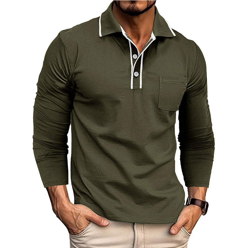 Herrar Långärmad Polo-Shirt med Kontrastkrage Mirla-Eva Jonsson