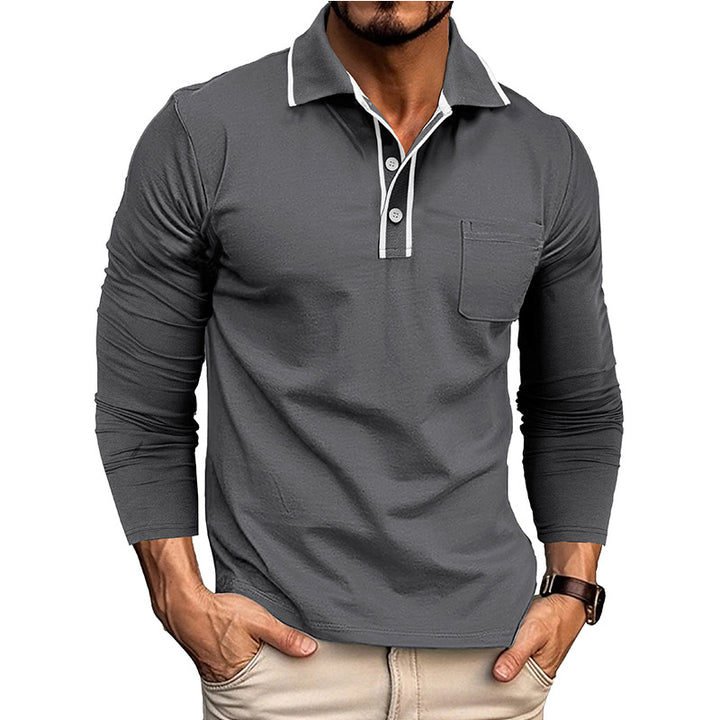 Herrar Långärmad Polo-Shirt med Kontrastkrage Mirla-Eva Jonsson