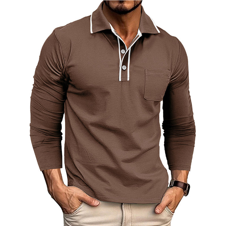 Herrar Långärmad Polo-Shirt med Kontrastkrage Mirla-Eva Jonsson