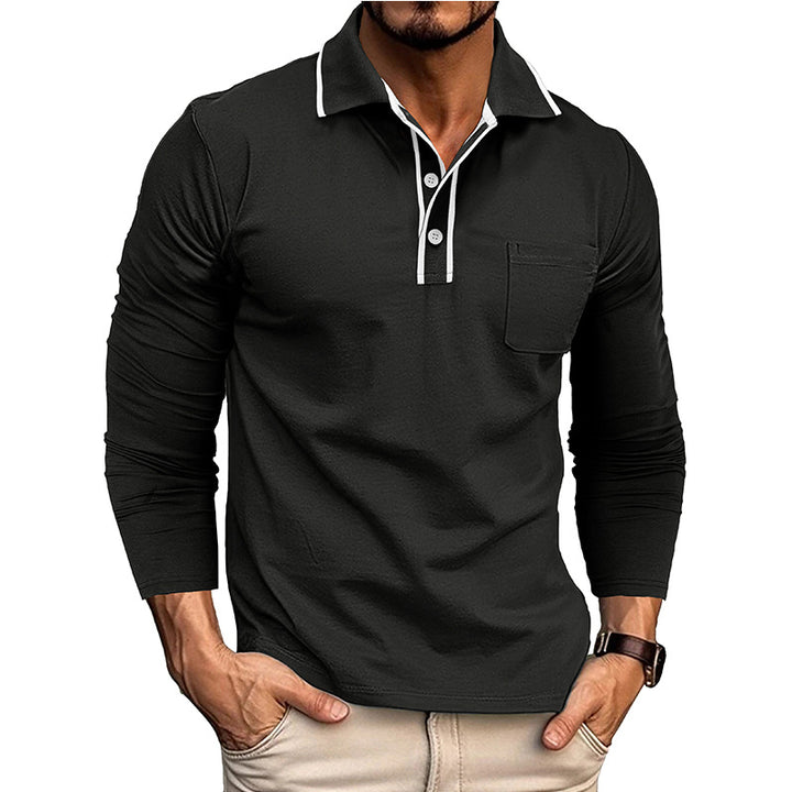 Herrar Långärmad Polo-Shirt med Kontrastkrage Mirla-Eva Jonsson