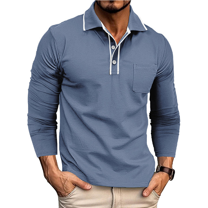 Herrar Långärmad Polo-Shirt med Kontrastkrage Mirla-Eva Jonsson