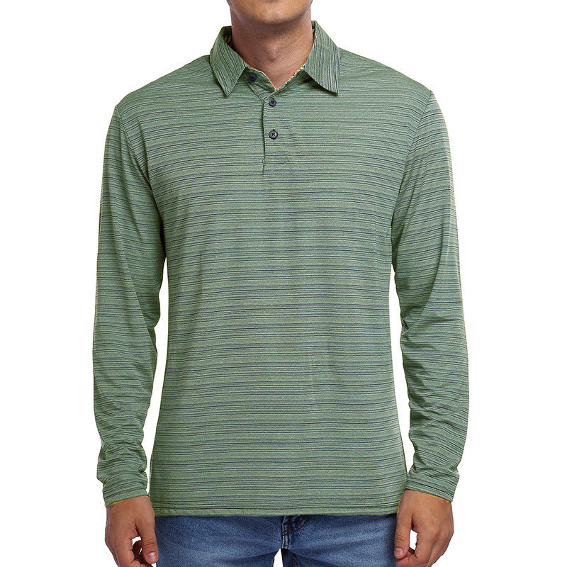 Herrar Långärmad Polo-Shirt med fint randigt mönster Mirla-Eva Jonsson