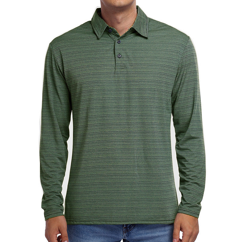 Herrar Långärmad Polo-Shirt med fint randigt mönster Mirla-Eva Jonsson