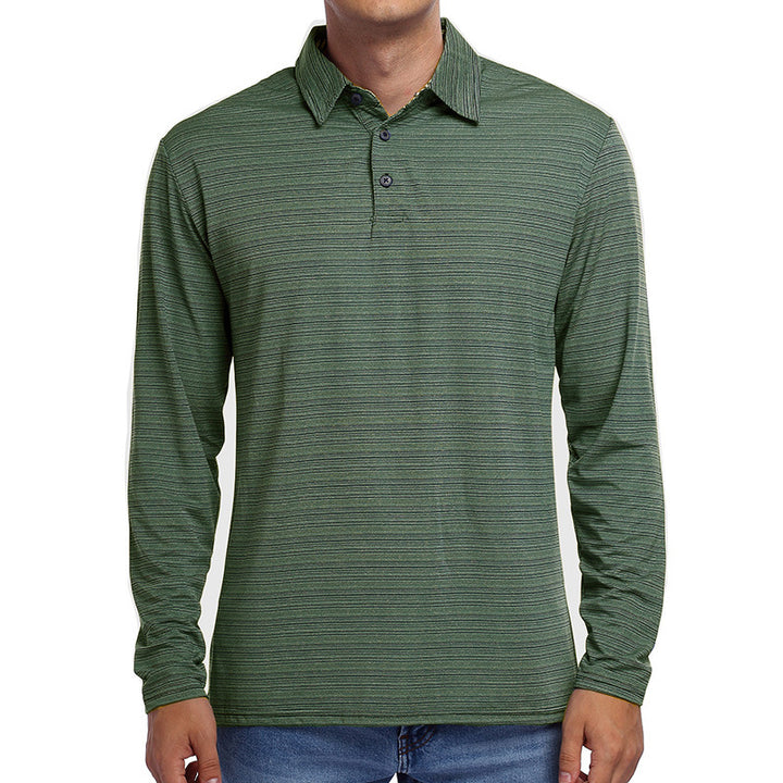 Herrar Långärmad Polo-Shirt med fint randigt mönster Mirla-Eva Jonsson