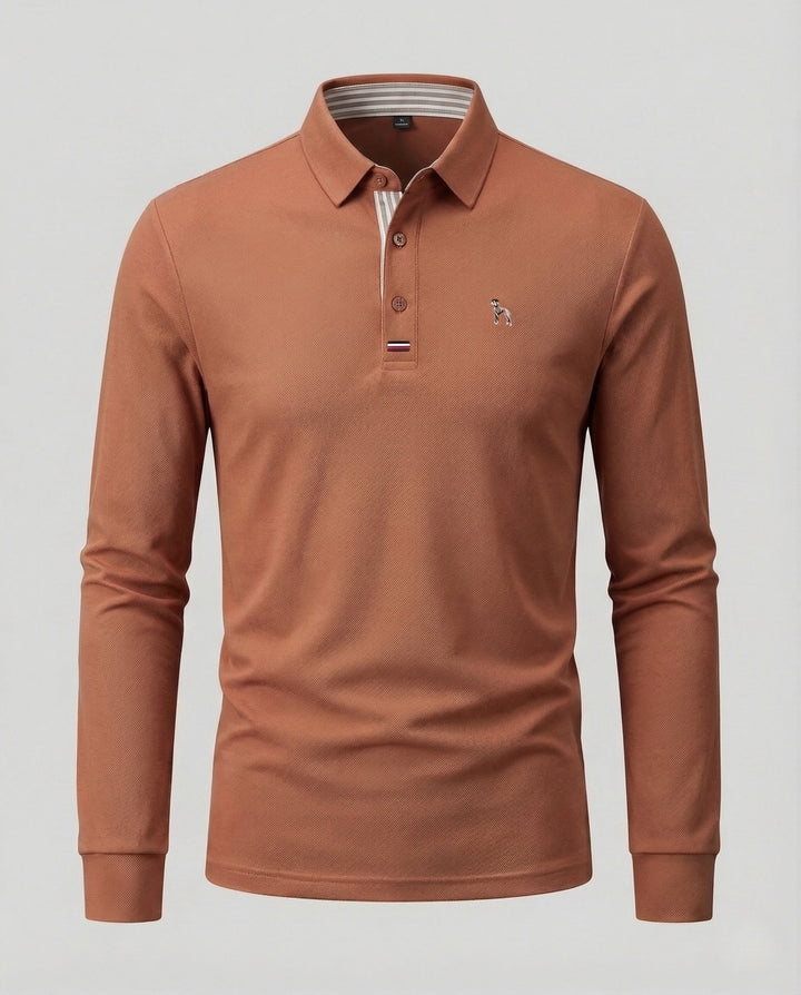 Herrar Långärmad Poloshirt Piqué Skjortkrage Sticklogotyp-Eva Jonsson