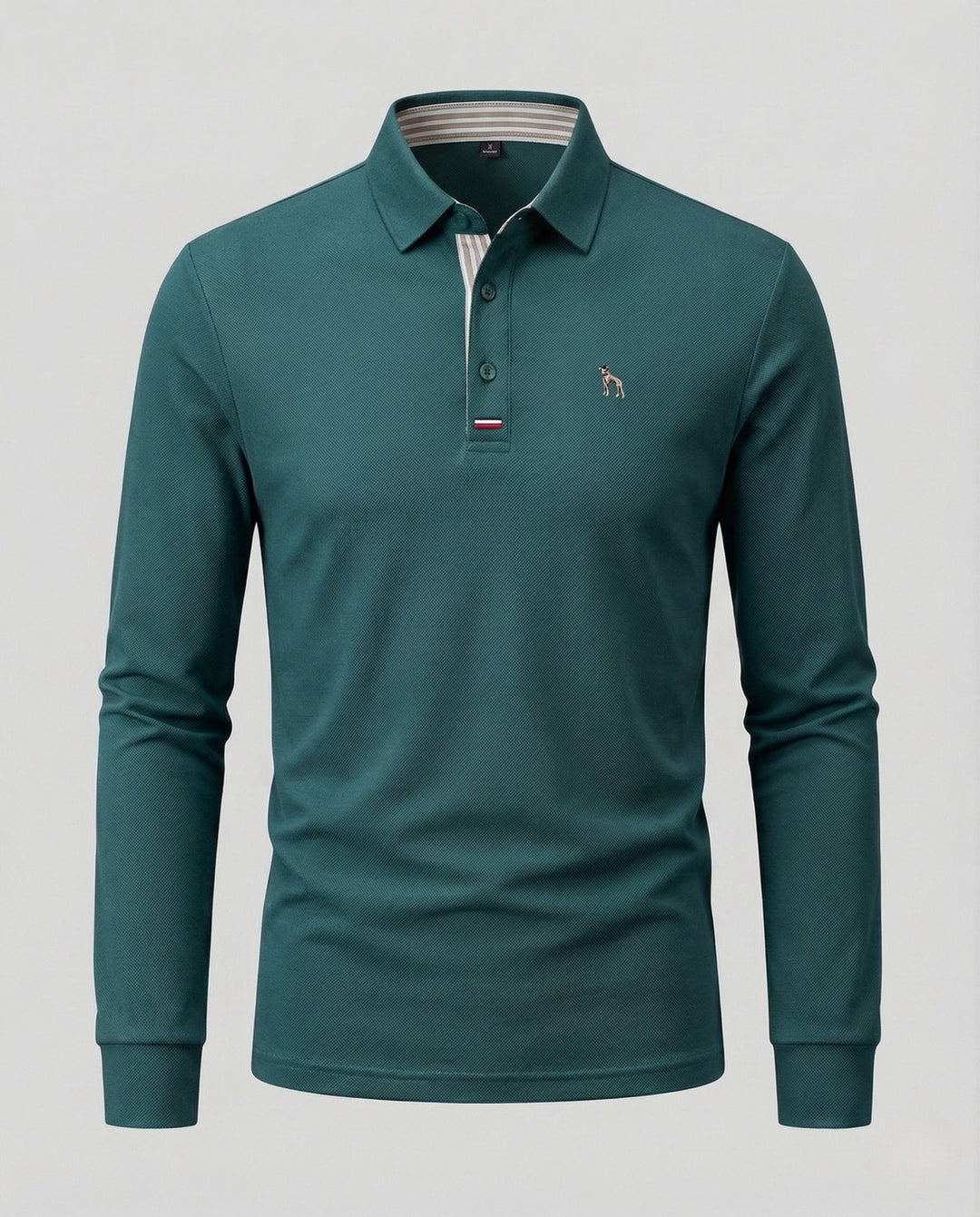 Herrar Långärmad Poloshirt Piqué Skjortkrage Sticklogotyp-Eva Jonsson