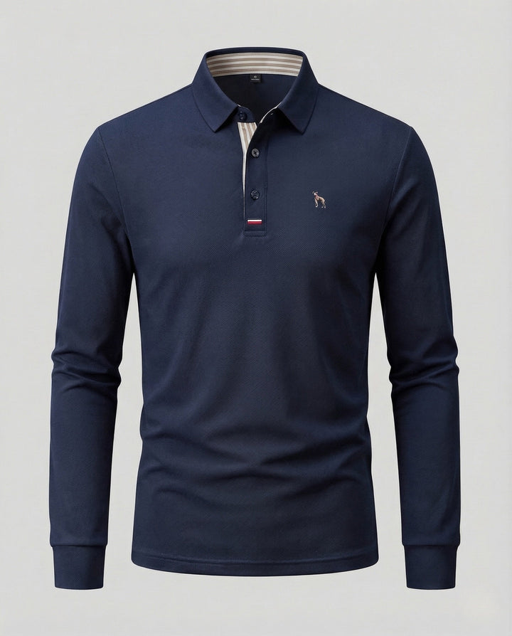 Herrar Långärmad Poloshirt Piqué Skjortkrage Sticklogotyp-Eva Jonsson