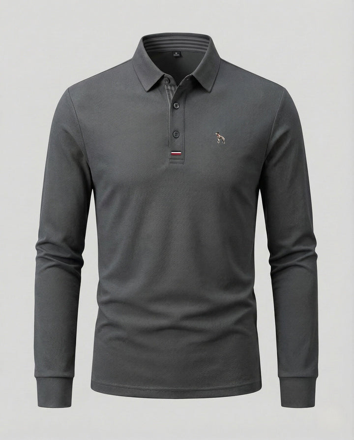 Herrar Långärmad Poloshirt Piqué Skjortkrage Sticklogotyp-Eva Jonsson