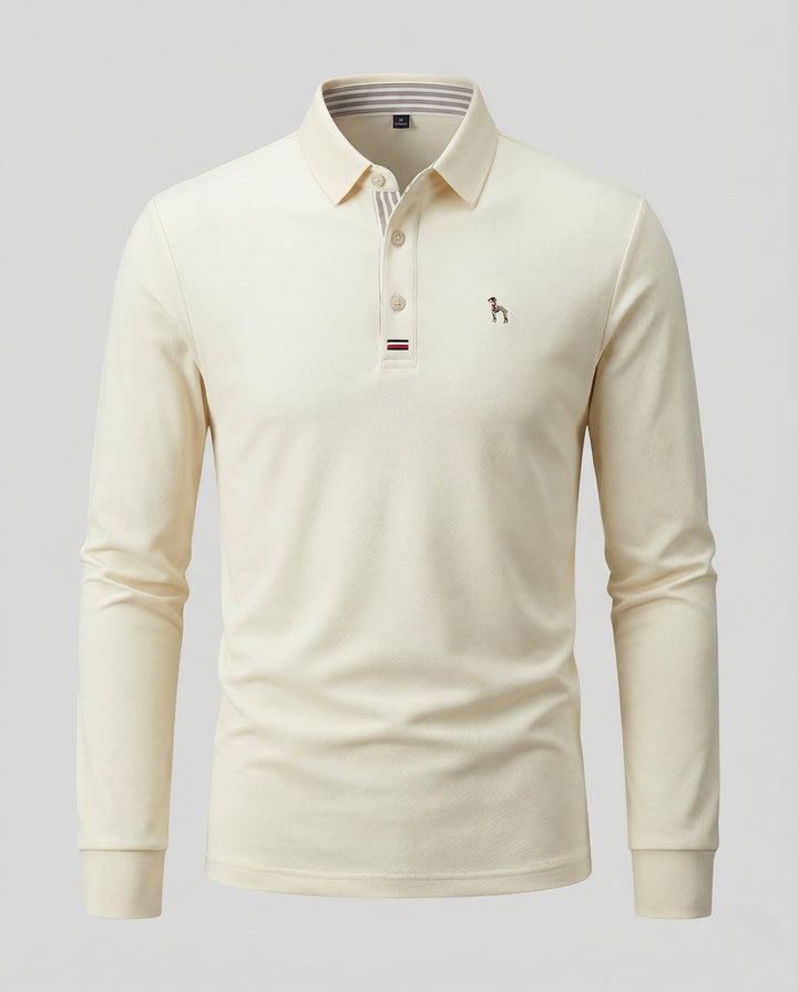 Herrar Långärmad Poloshirt Piqué Skjortkrage Sticklogotyp-Eva Jonsson