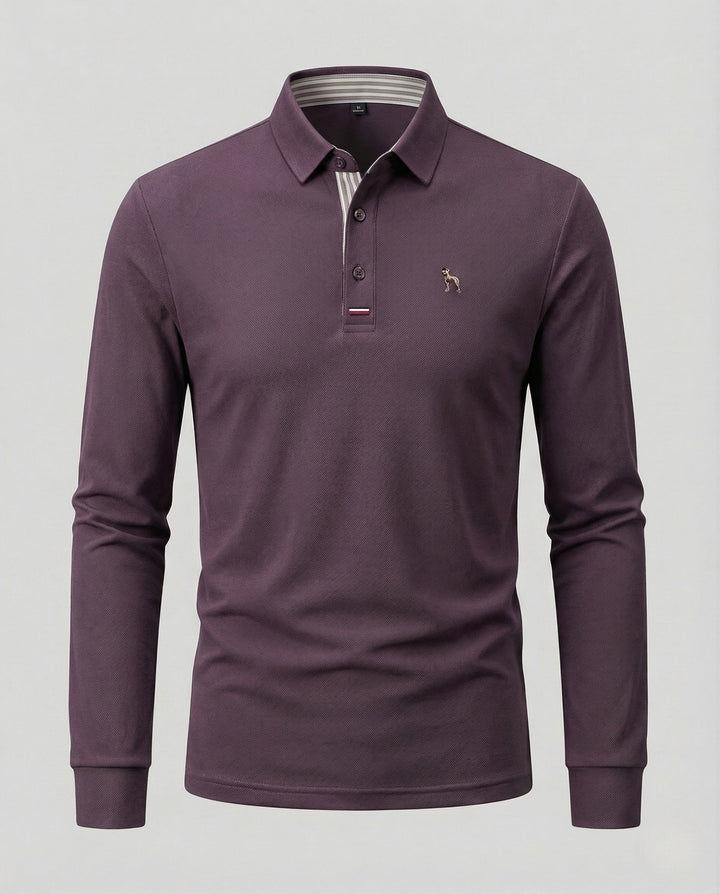 Herrar Långärmad Poloshirt Piqué Skjortkrage Sticklogotyp-Eva Jonsson