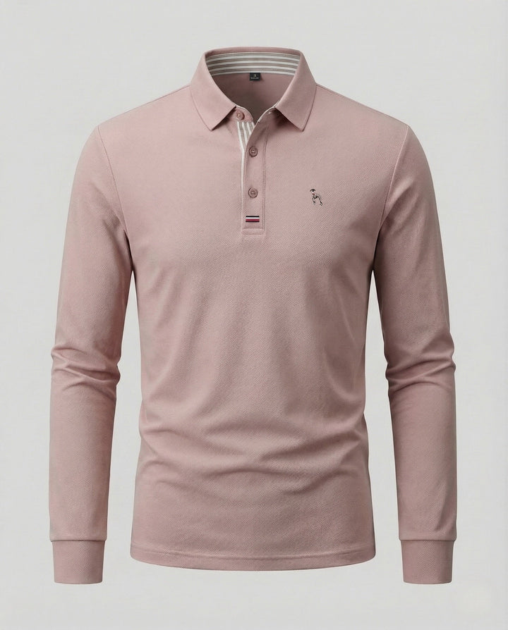 Herrar Långärmad Poloshirt Piqué Skjortkrage Sticklogotyp-Eva Jonsson