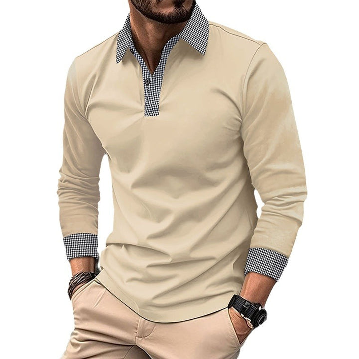 Herrar Långärmad Poloshirt med modern krage och kontrastdetaljer Mirla-Eva Jonsson