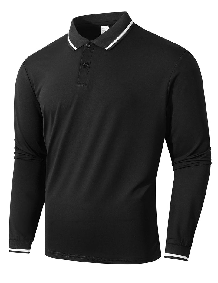Herrar Långärmad Poloshirt med sportig ribbstruktur Mirla-Eva Jonsson