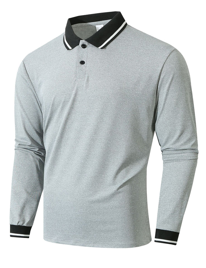 Herrar Långärmad Poloshirt med sportig ribbstruktur Mirla-Eva Jonsson