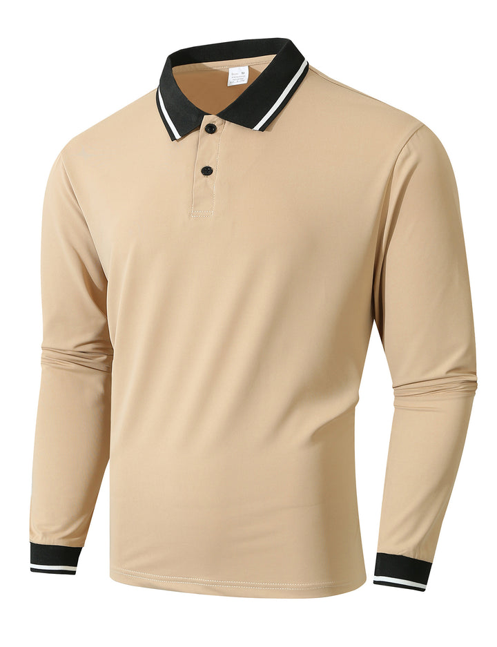 Herrar Långärmad Poloshirt med sportig ribbstruktur Mirla-Eva Jonsson