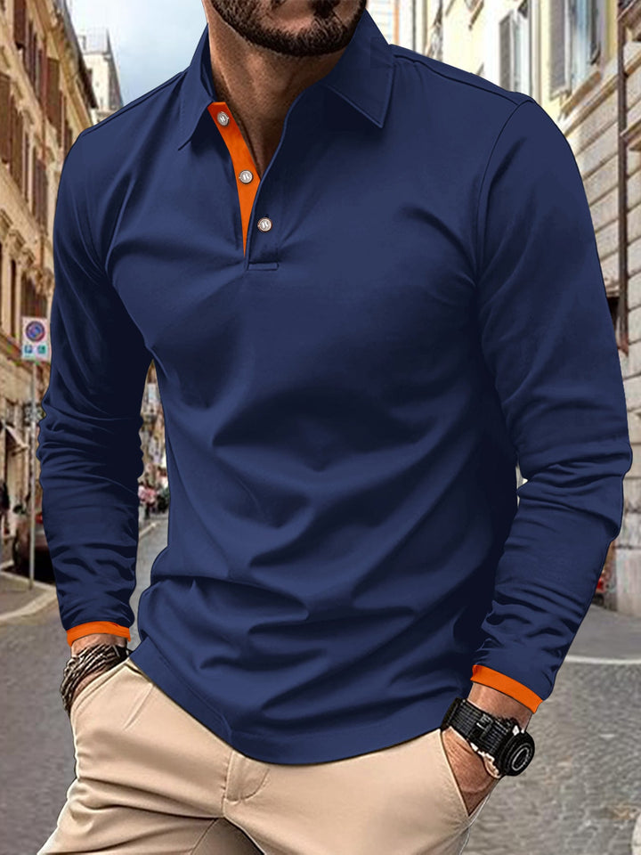 Herrar Långärmad Poloshirt med stilfull krage och eleganta knappdetaljer Mirla-Eva Jonsson