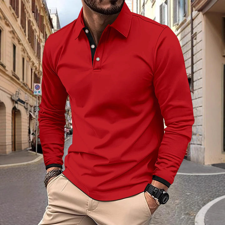Herrar Långärmad Poloshirt med stilfull krage och eleganta knappdetaljer Mirla-Eva Jonsson