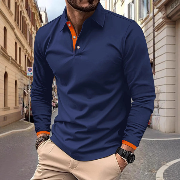 Herrar Långärmad Poloshirt med stilfull krage och eleganta knappdetaljer Mirla-Eva Jonsson