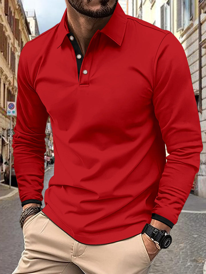 Herrar Långärmad Poloshirt med stilfull krage och eleganta knappdetaljer Mirla-Eva Jonsson