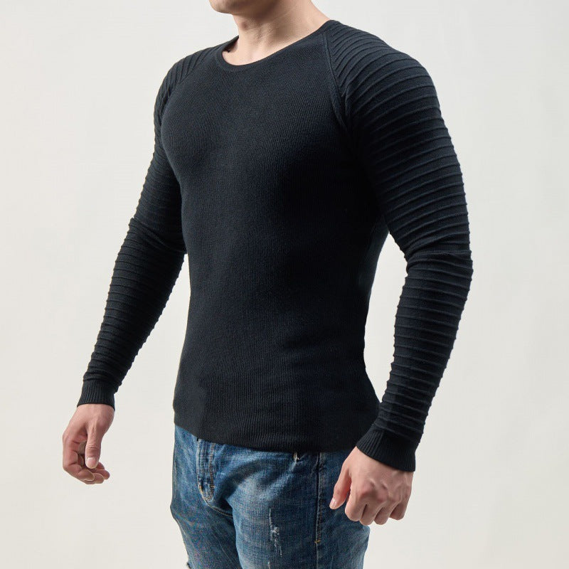 Herrar Långärmad T-shirt med moderna ribbstrukturer och kroppen passande passform Eva Jonsson-Eva Jonsson