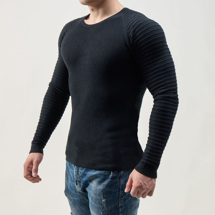 Herrar Långärmad T-shirt med moderna ribbstrukturer och kroppen passande passform Eva Jonsson-Eva Jonsson