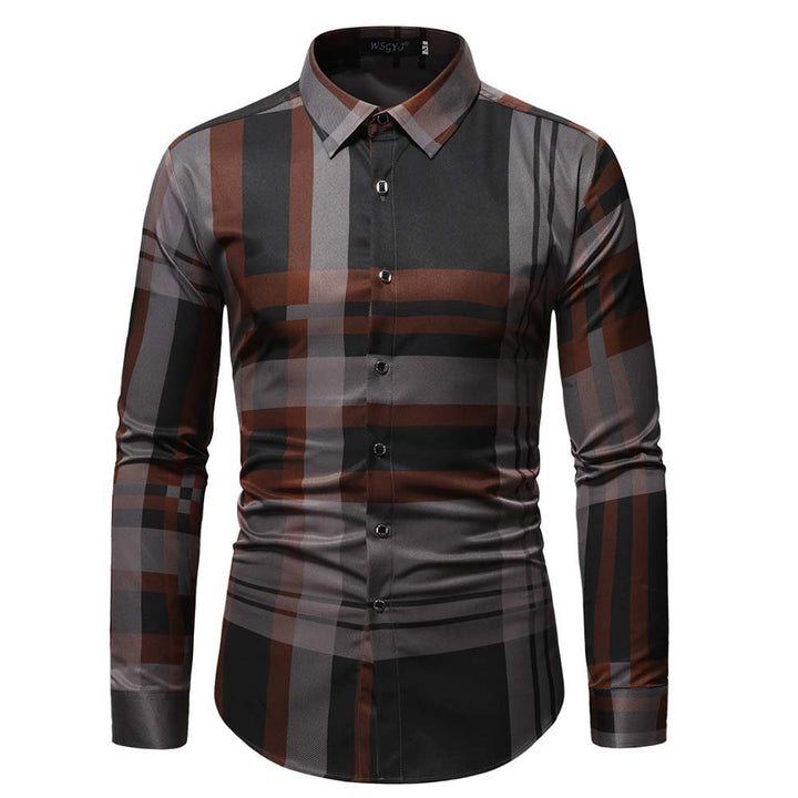 Herrar Långärmad skjorta med modern rutigt design och slim-fit snitt Mirla-Eva Jonsson