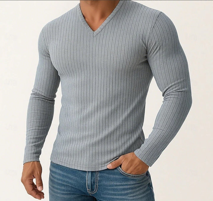 Herrar Långärmad tröja med fin ribbstruktur Mirla-Eva Jonsson