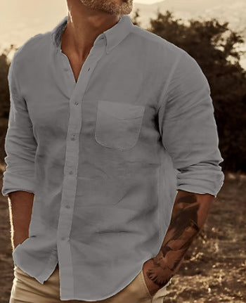 Herrar Lätt Linne Skjorta Eva Jonsson-Eva Jonsson