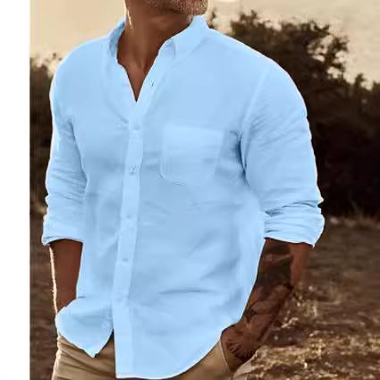 Herrar Lätt Linne Skjorta Eva Jonsson-Eva Jonsson