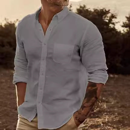 Herrar Lätt Linne Skjorta Eva Jonsson-Eva Jonsson