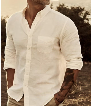 Herrar Lätt Linne Skjorta Eva Jonsson-Eva Jonsson