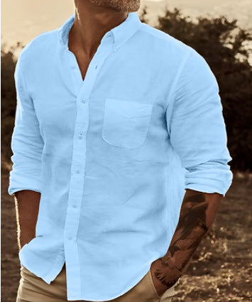 Herrar Lätt Linne Skjorta Eva Jonsson-Eva Jonsson