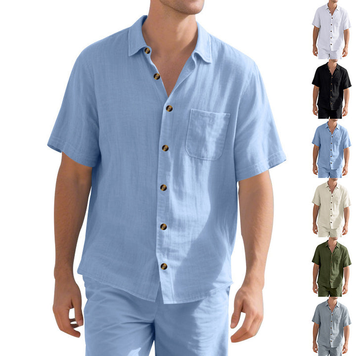 Herrar Lätt linne skjorta med korta ärmar Eva Jonsson-Eva Jonsson