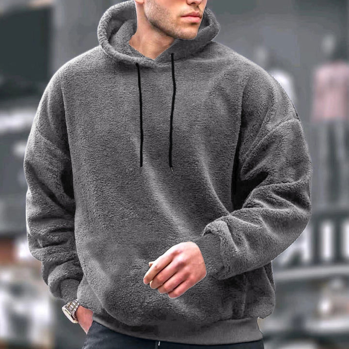 Herrar Mjuk Fleece-Hoodie med Känguruficka och justerbar huva Mirla-Eva Jonsson