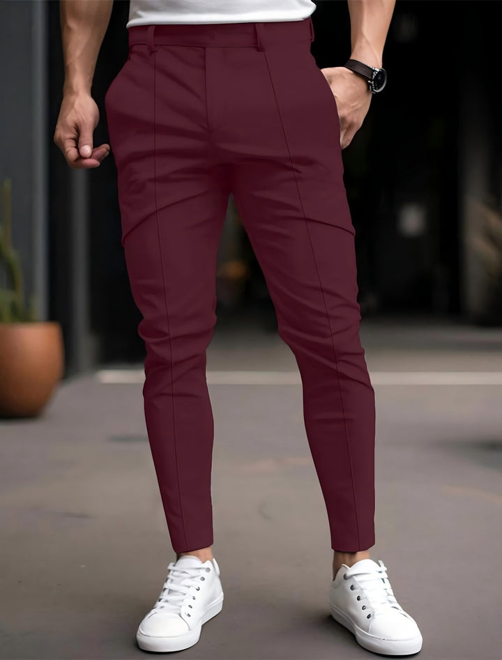Herrar Modernt slim-fit Chinobyxor med elastisk midja och mångsidiga fickor Mirla-Eva Jonsson